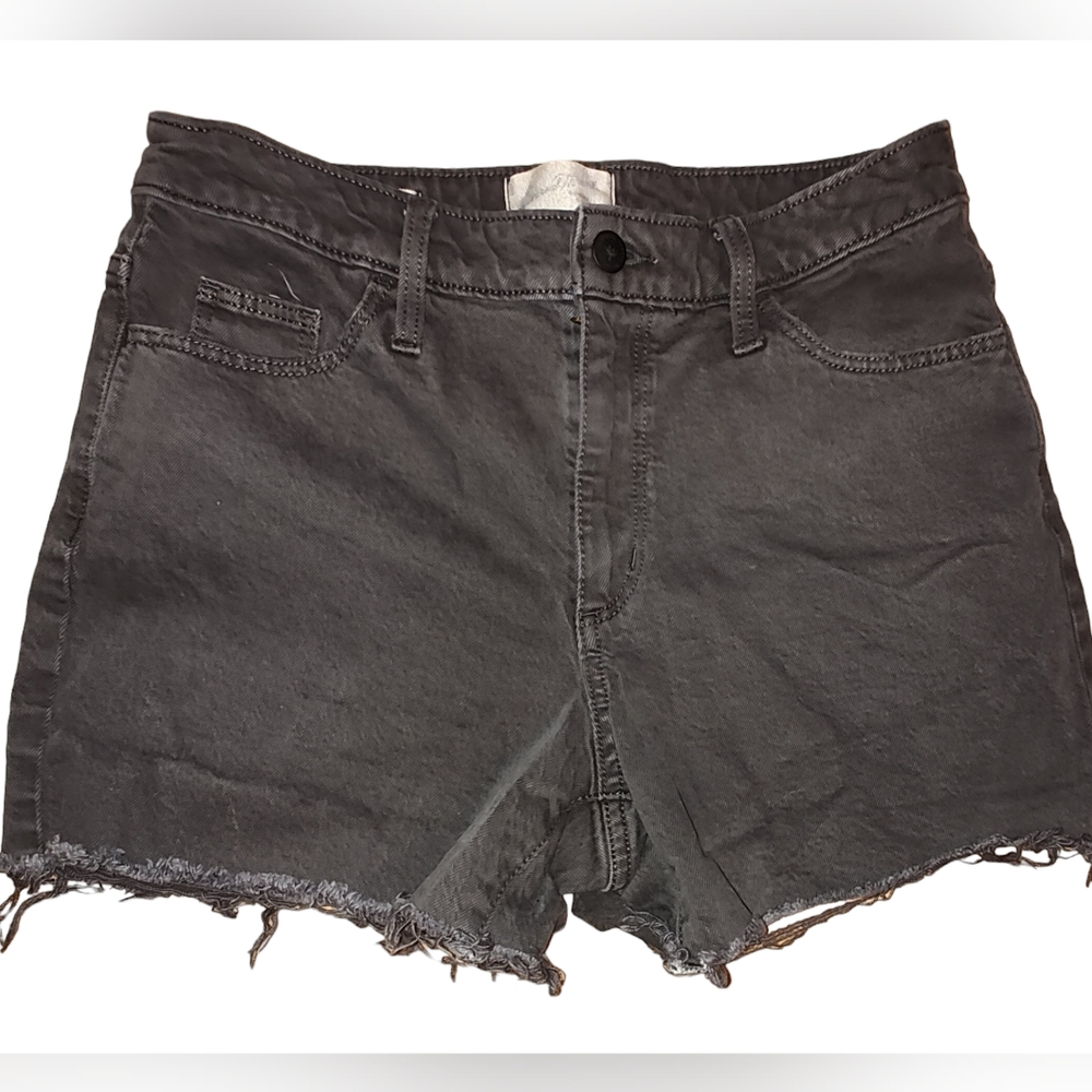 Universal Thread Women's Denim Jean Distressed Hem Black Midi Shorts Size 4/27